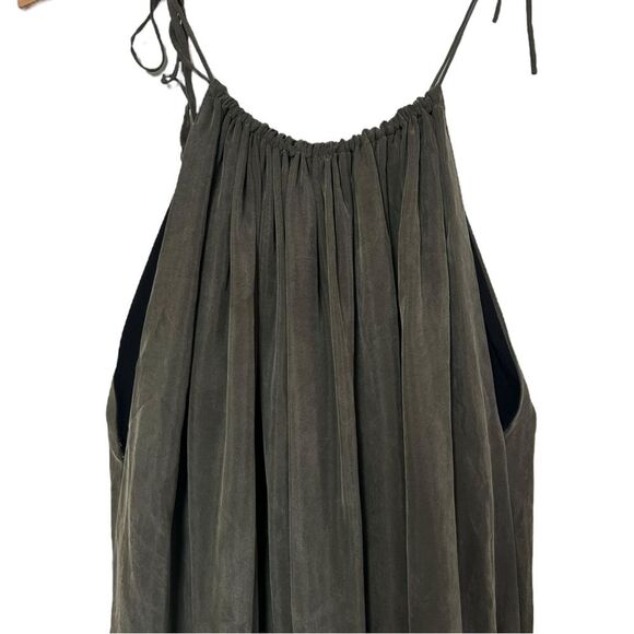 Objects Without Meaning Hi-Neck Halter Dress Gathered Green Lagenlook sz Medium - Picture 5 of 16